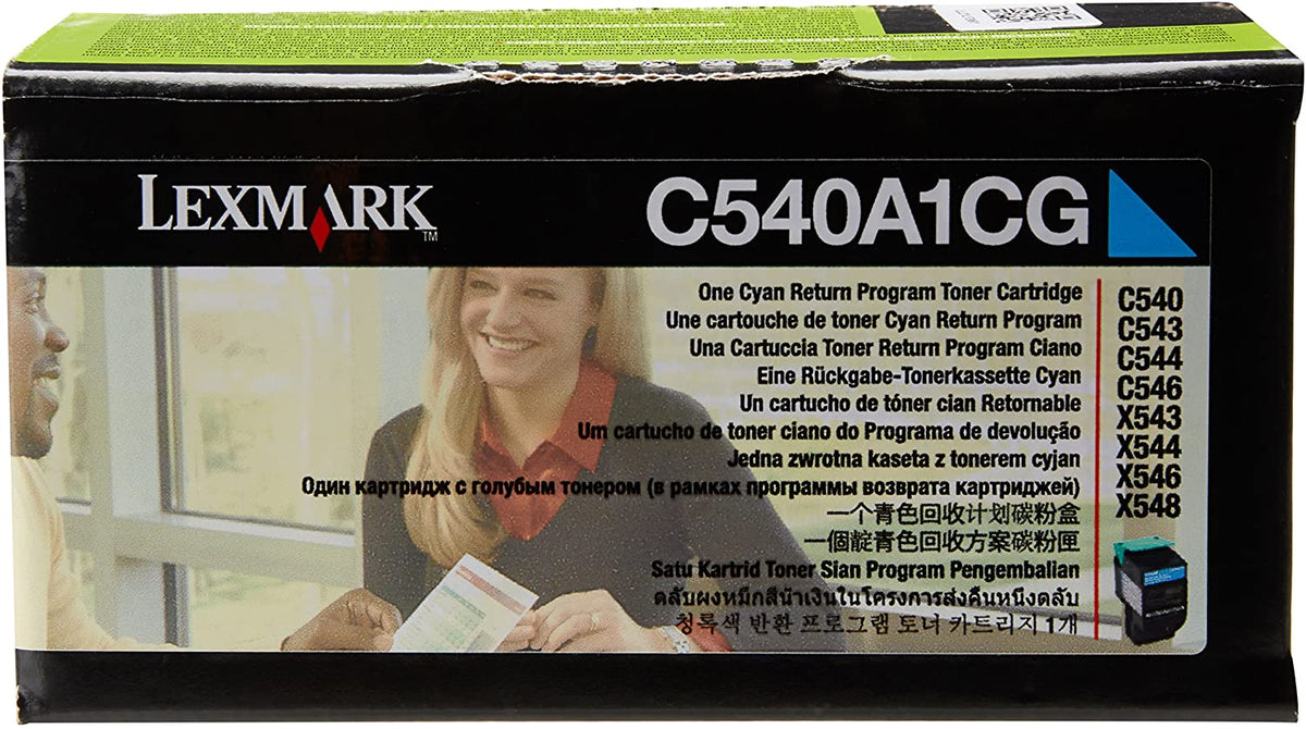 Lexmark C540A1CG C540 C543 C544 C546 X543 X544 X546 X548 Toner Cartridge (Cyan) in Retail Packaging