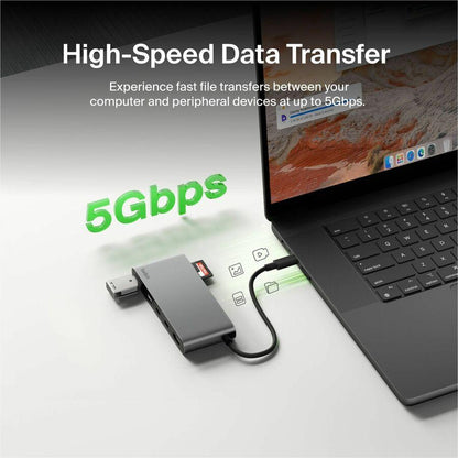 Belkin 7-Port USB-C Hub USB-C to 2xUSB-A, 2xUSB-C, 1x4K HDMI, 1xSD + 1xMicroSD Reader Black Model AVC023FQSGY