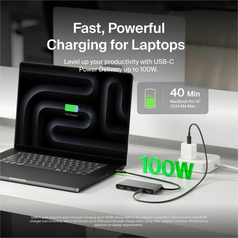Belkin 7-Port USB-C Hub USB-C to 2xUSB-A, 2xUSB-C, 1x4K HDMI, 1xSD + 1xMicroSD Reader Black Model AVC023FQSGY