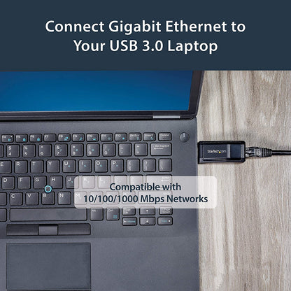 StarTech.com USB 3.0 to Gigabit Ethernet NIC Network Adapter - 10/100/100 Mbps Network Adapter - USB to Ethernet LAN Adapter - USB to RJ45 (USB31000NDS)