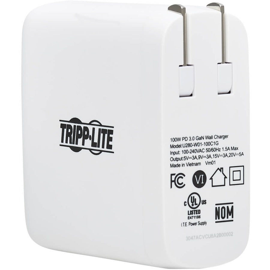 Tripp Lite Compact 1-Port USB-C Wall Charger White U280W01100C1G