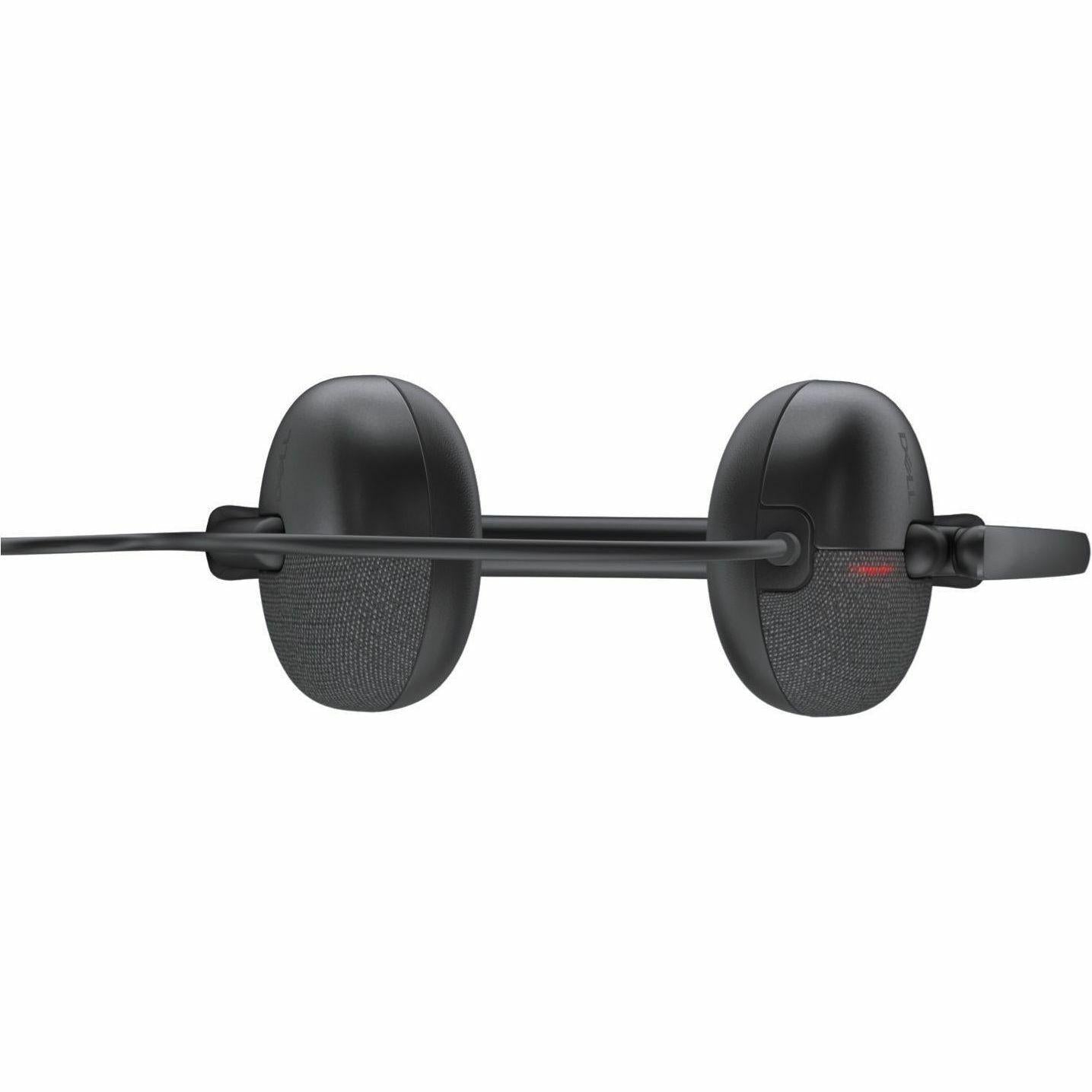 Dell Wired Headset - WH3024 - Stereo - USB Type C - Wired - 20 Hz - 20 kHz - On-ear, Over-the-head - Binaural - Ear-cup - 6.56 ft Cable - Uni-directional, Noise Cancelling Microphone - Noise Canceling