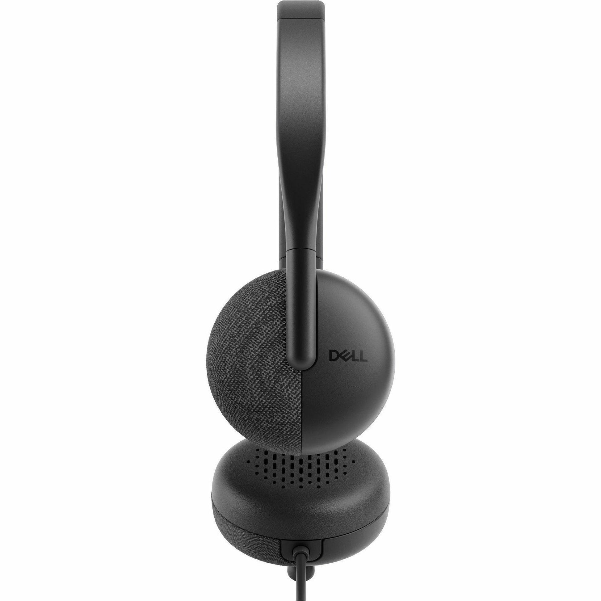 Dell Wired Headset - WH3024 - Stereo - USB Type C - Wired - 20 Hz - 20 kHz - On-ear, Over-the-head - Binaural - Ear-cup - 6.56 ft Cable - Uni-directional, Noise Cancelling Microphone - Noise Canceling