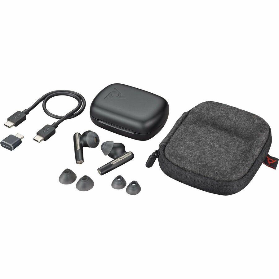 HP Poly Voyager Free 60 UC Earset Microsoft Teams Certification Google Assistant, Siri Stereo Color Carbon Black Model 7Y8L8AA