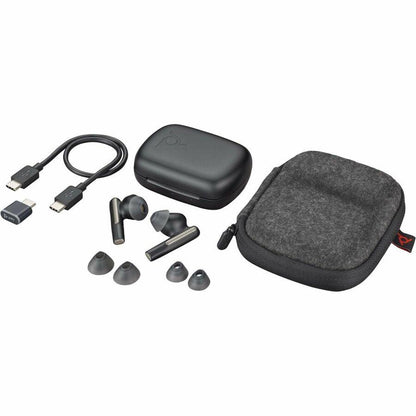 HP Poly Voyager Free 60 UC Earset Microsoft Teams Certification Google Assistant, Siri Stereo Color Carbon Black Model 7Y8L8AA