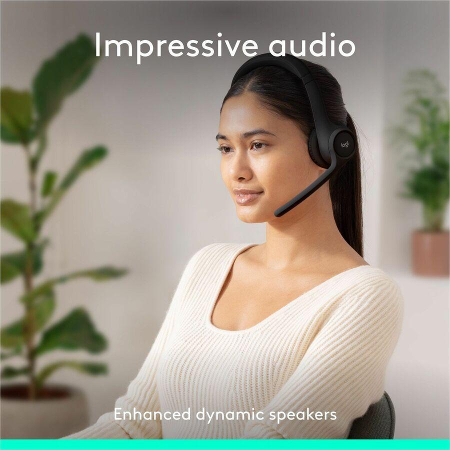 Logitech Zone 300 Wireless Bluetooth Headset With Noise-Canceling Microphone, Compatible with Windows, Mac, Chrome, Linux, iOS, iPadOS, Android - Black