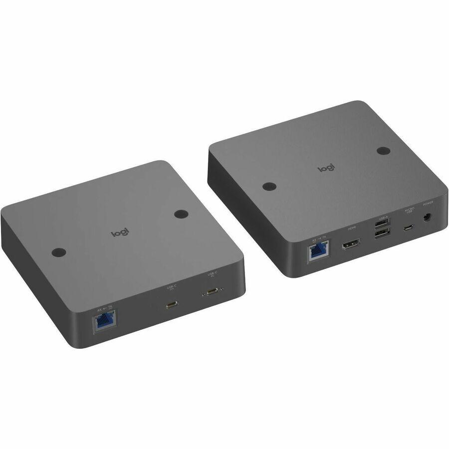 Logitech Extend - 2 x Network (RJ-45) - 5 x USB - 1 x HDMI Out - 2160p - 4K - 3840 x 2160 - Twisted Pair - Category 6, Category 6a, Category 5e - Notebook, Video Conferencing Camera, Meeting Room, Dis