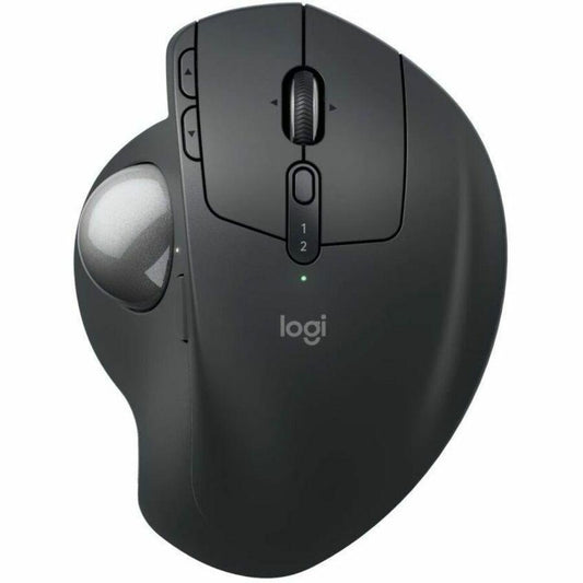 Logitech MX Ergo S Plus Advanced Wireless Trackball Mouse, USB-C Rechargeable Wireless Ergonomic Mouse With Bluetooth and Encrypted Dongle, 6 Programmable Buttons, for PC/Mac (Graphite) - Optical - Wi