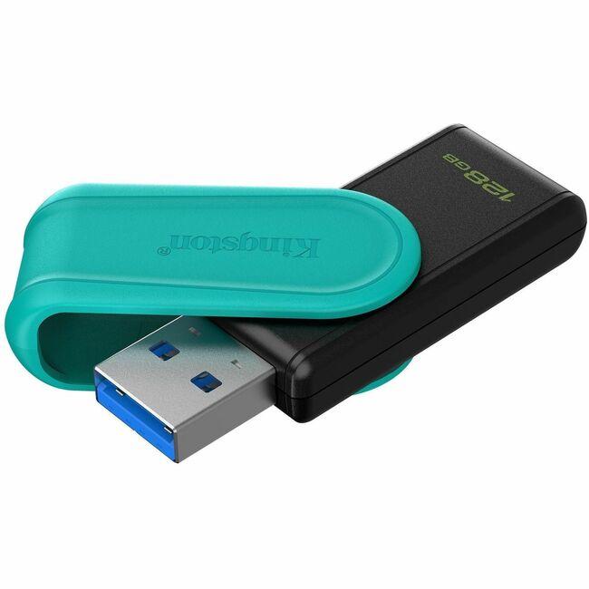 Kingston DataTraveler Exodia S USB Flash Drive - 128 GB - USB 3.2 (Gen 1) - Black, Turquoise - 5 Year Warranty