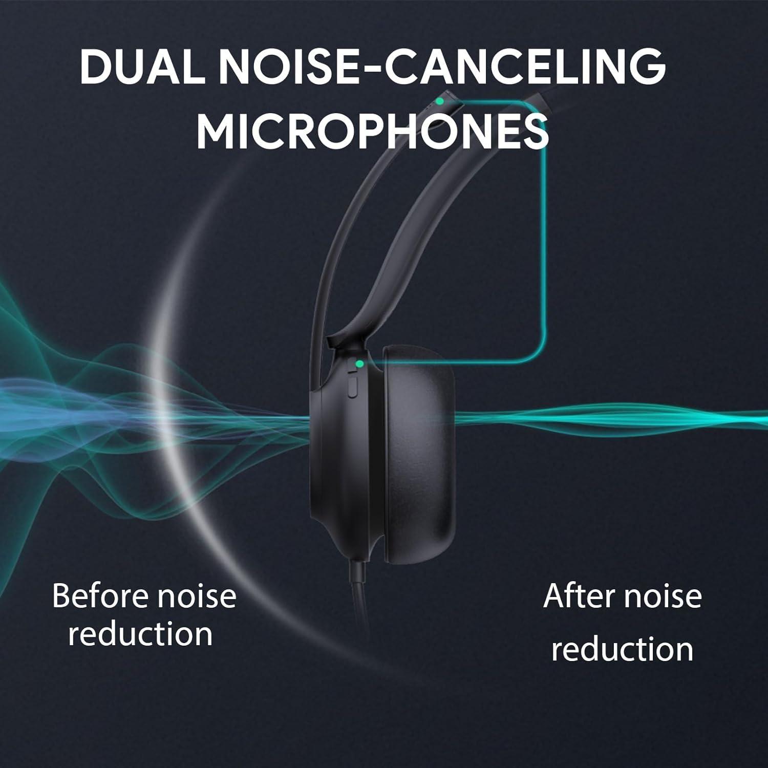 Yealink 1308100 UH37 Dual Teams USB Headset with Microphone for PC Laptop Noise Cancelling , VoIP Skype MS Teams Online
