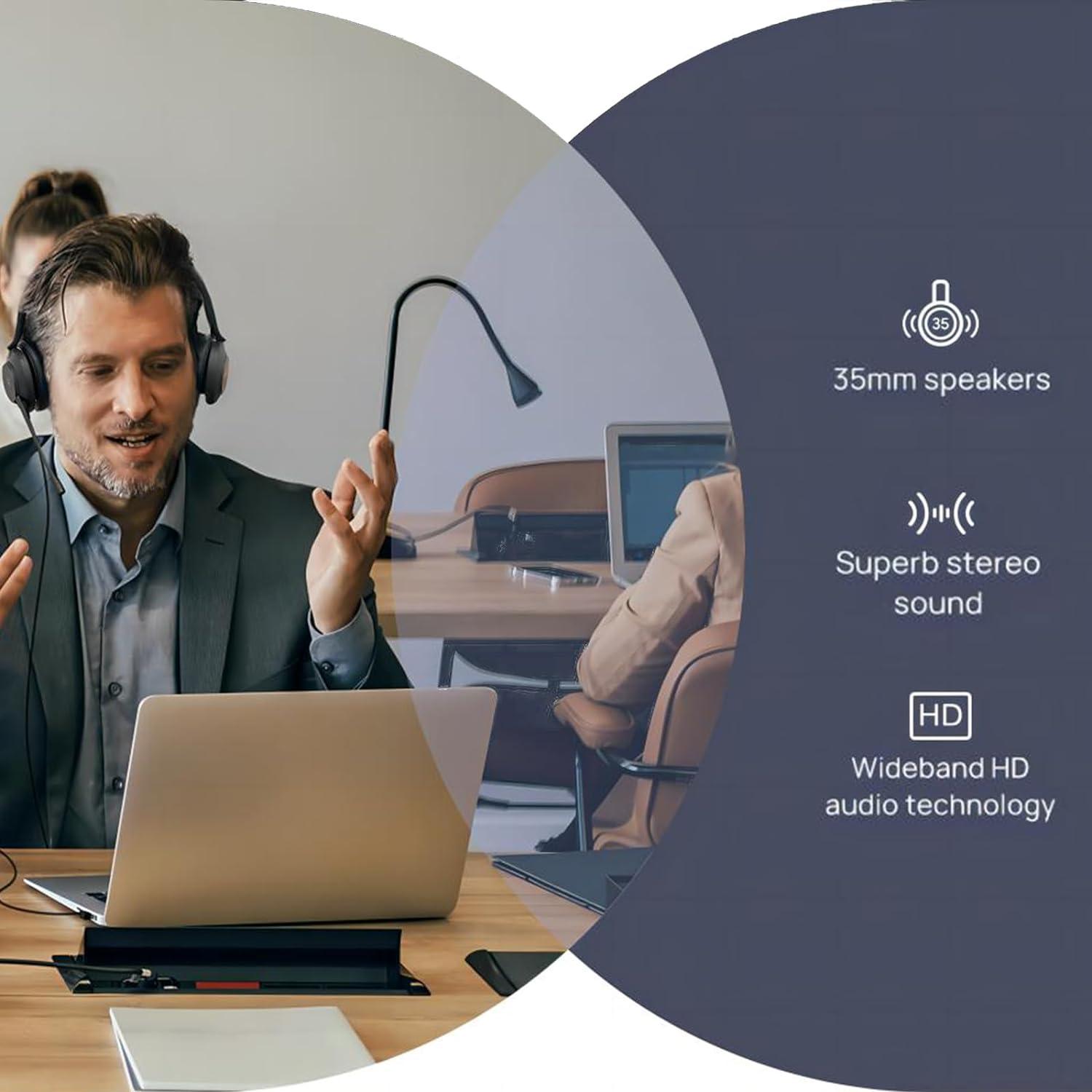 Yealink 1308100 UH37 Dual Teams USB Headset with Microphone for PC Laptop Noise Cancelling , VoIP Skype MS Teams Online