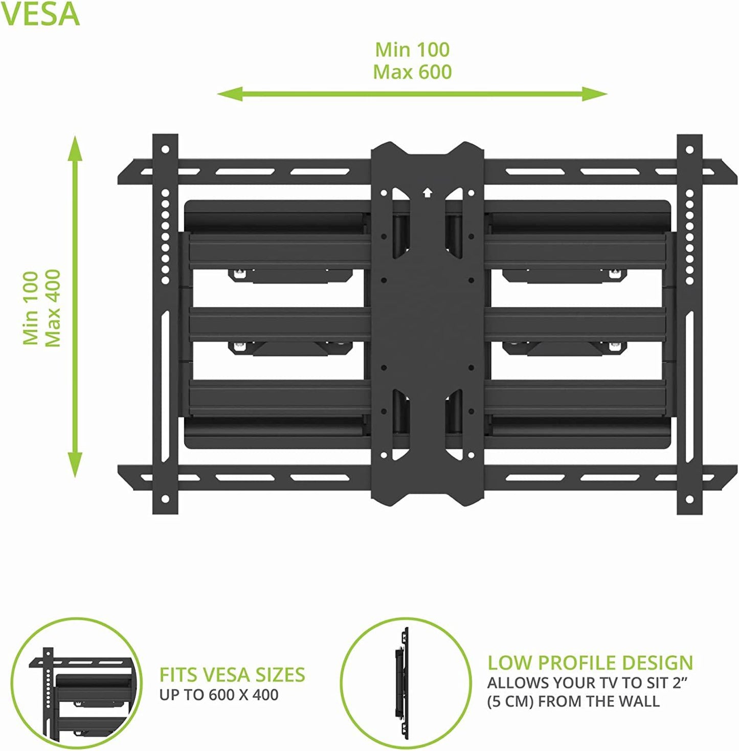 Kanto PDX650SG Full Motion Outdoor TV Wall Mount for 37-75 TVs - Black (2023)