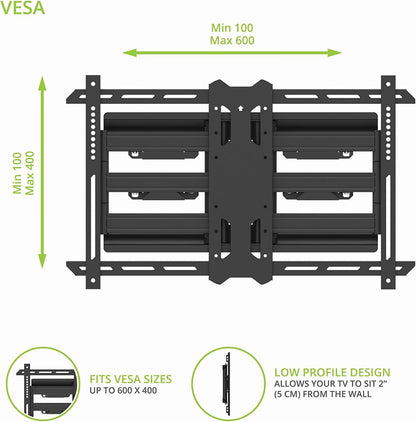 Kanto PDX650SG Full Motion Outdoor TV Wall Mount for 37-75 TVs - Black (2023)