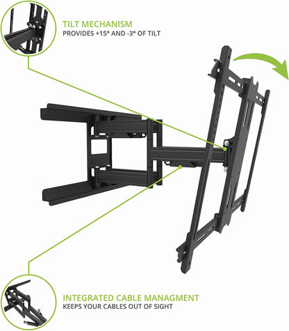 Kanto PDX650SG Full Motion Outdoor TV Wall Mount for 37-75 TVs - Black (2023)