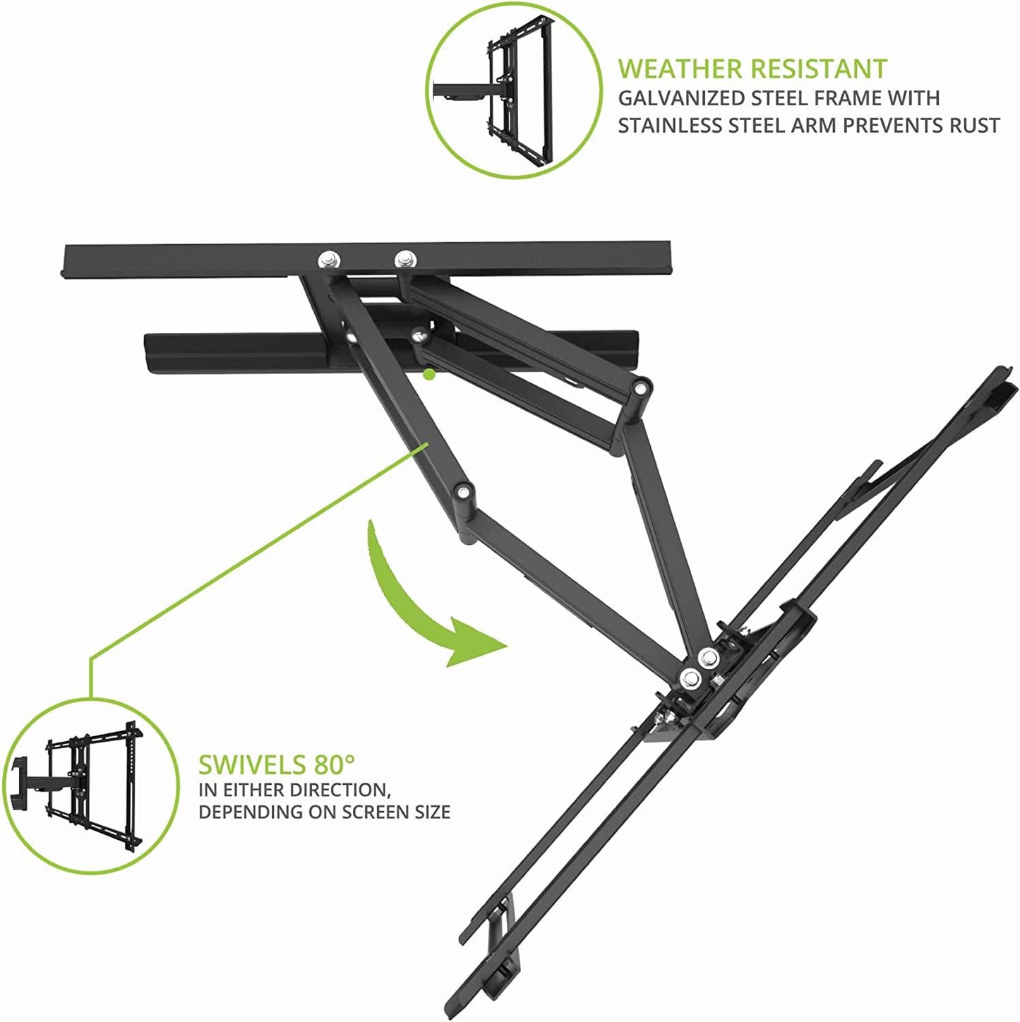 Kanto PDX650SG Full Motion Outdoor TV Wall Mount for 37-75 TVs - Black (2023)