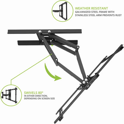 Kanto PDX650SG Full Motion Outdoor TV Wall Mount for 37-75 TVs - Black (2023)