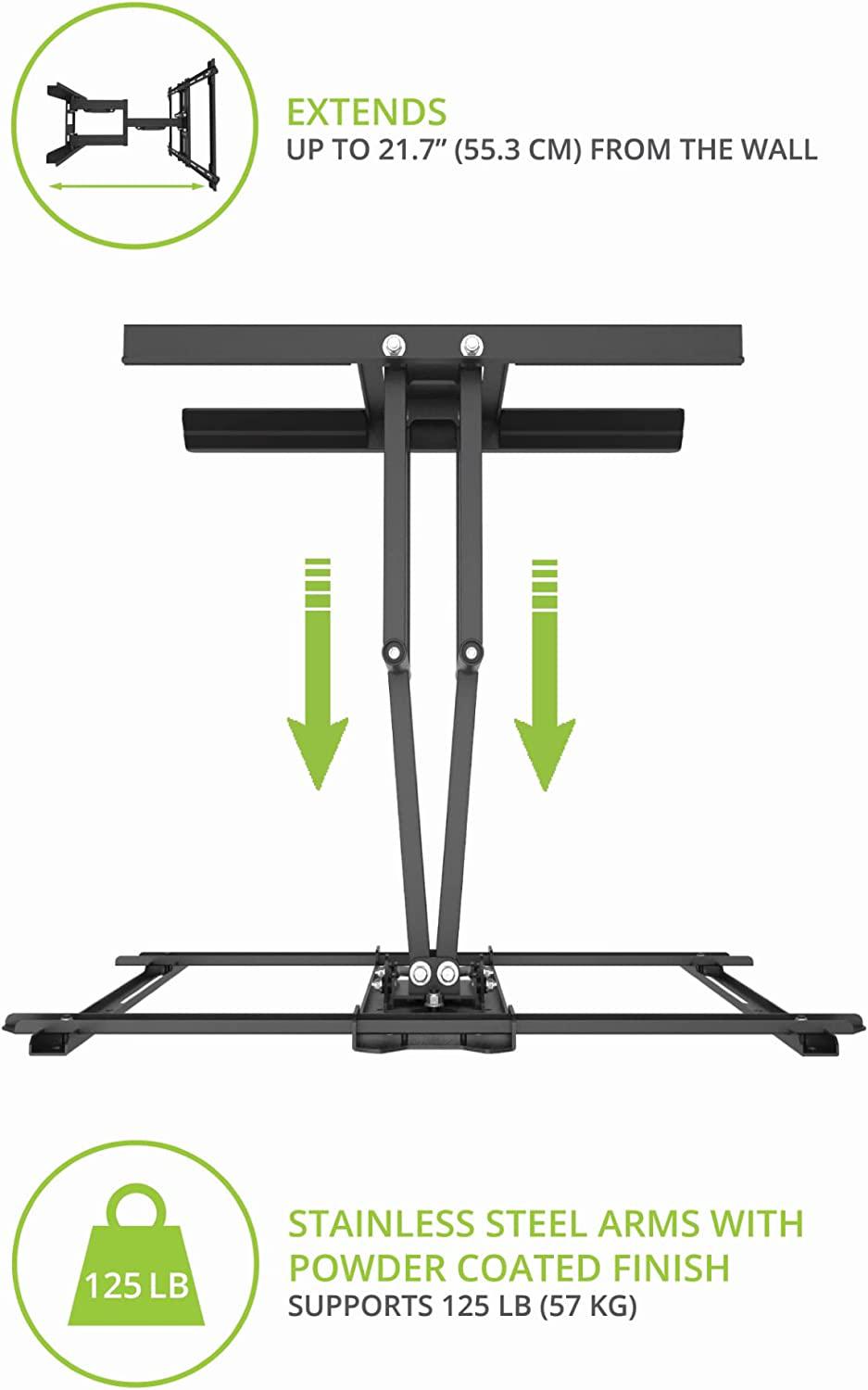 Kanto PDX650SG Full Motion Outdoor TV Wall Mount for 37-75 TVs - Black (2023)