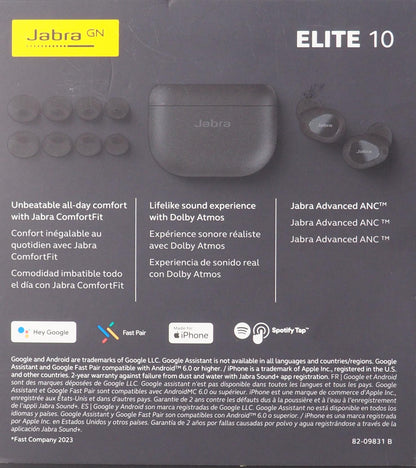 Jabra Elite 10 Dolby Atmos True Wireless In-ear Headphones 100-99280904-99  Gloss Black