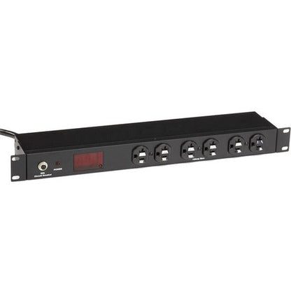Black Box Metered Rackmount PDU with Front and Rear Outlets - NEMA 5-15P - 14 x NEMA 5-15R - 120 V AC - 6 ft Cord Length - 1U - Rack-mountable
