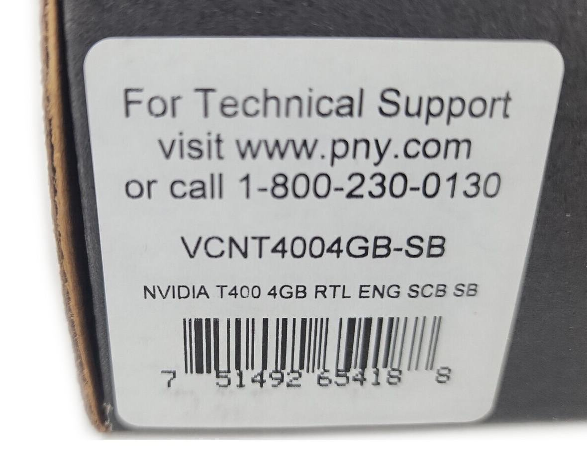 PNY T400 nVIDIA VCNT4004GB-SB 4GB 64-bit GDDR6 PCI E 3.0 x16 Low Profile SFF