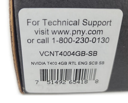 PNY T400 nVIDIA VCNT4004GB-SB 4GB 64-bit GDDR6 PCI E 3.0 x16 Low Profile SFF