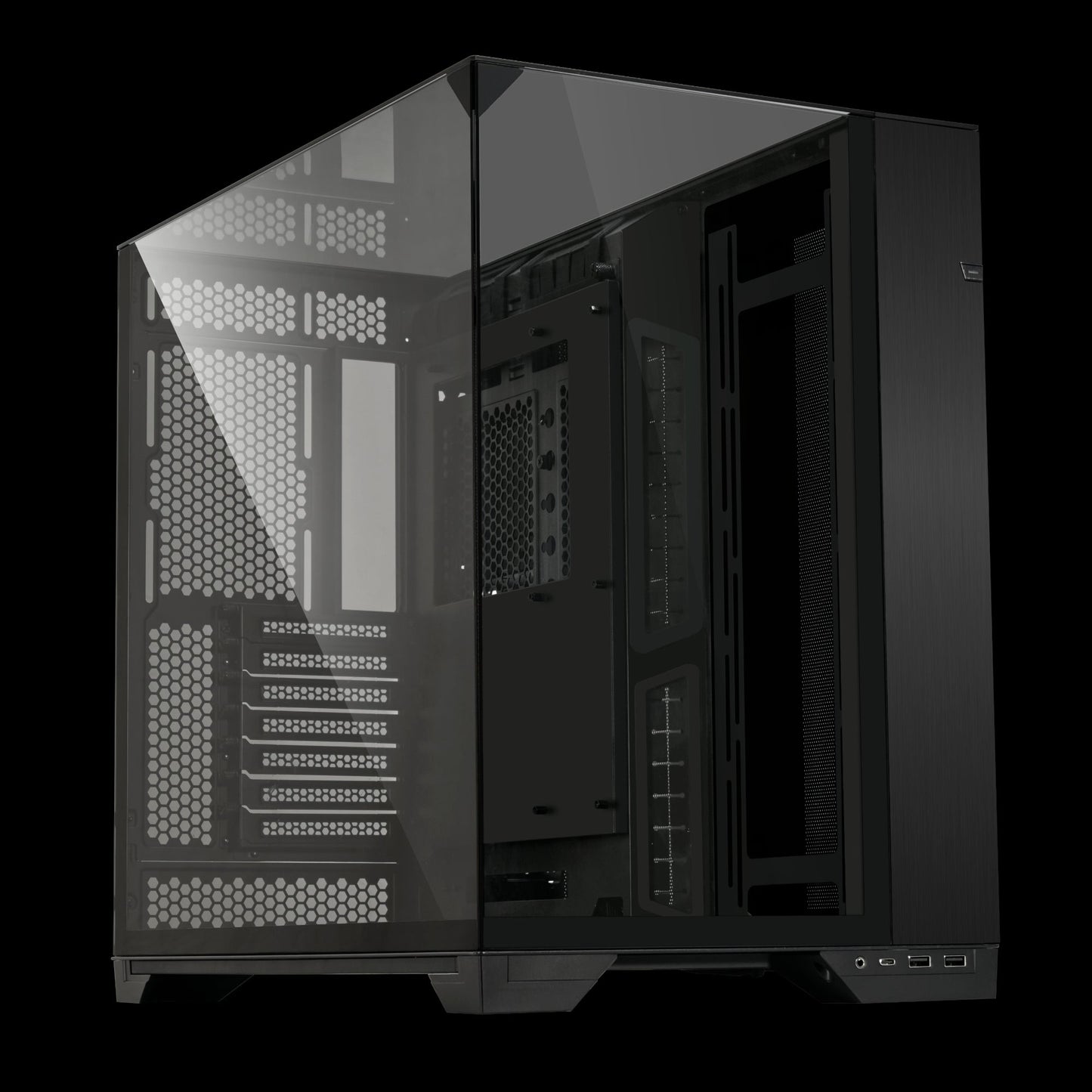 LIAN LI O11 Vision Black  Aluminum / Steel / Tempered Glass ATX Mid Tower Computer Case ----- O11VX