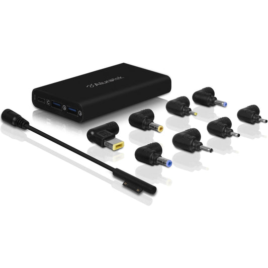 Aluratek Universal AC Adapter with Type-C and 2 Quick Charge USB 3.0 Ports (9 DC Charging Tips Included)