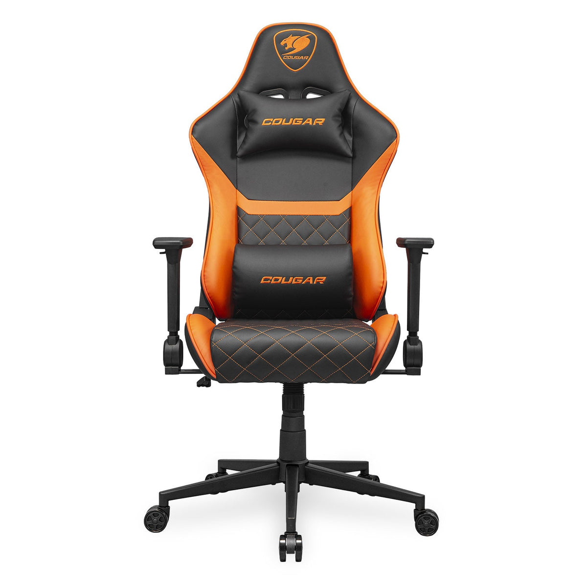 COUGAR Armor ONE V2 Gold Gaming Chair, Choices of Breathable PVC Leather or Woven Fabric,4D Folding Armrests, Lumbar and Neck Pillows, Back Pocket,High-Back Design Lower Back Support (PVC Leather)