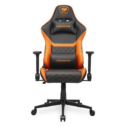COUGAR Armor ONE V2 Gold Gaming Chair, Choices of Breathable PVC Leather or Woven Fabric,4D Folding Armrests, Lumbar and Neck Pillows, Back Pocket,High-Back Design Lower Back Support (PVC Leather)