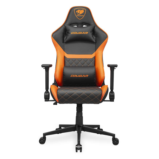 COUGAR Armor ONE V2 Gold Gaming Chair, Choices of Breathable PVC Leather or Woven Fabric,4D Folding Armrests, Lumbar and Neck Pillows, Back Pocket,High-Back Design Lower Back Support (PVC Leather)