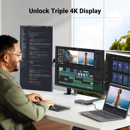 UGREEN Revodok Pro 313 Laptop Docking Station 13 in 1 4K Triple Display USB C Dock Dual HDMI, DP, 10Gbps Data Port 100W PD 1000Mbps Ethernet, SD/TF Card Reader