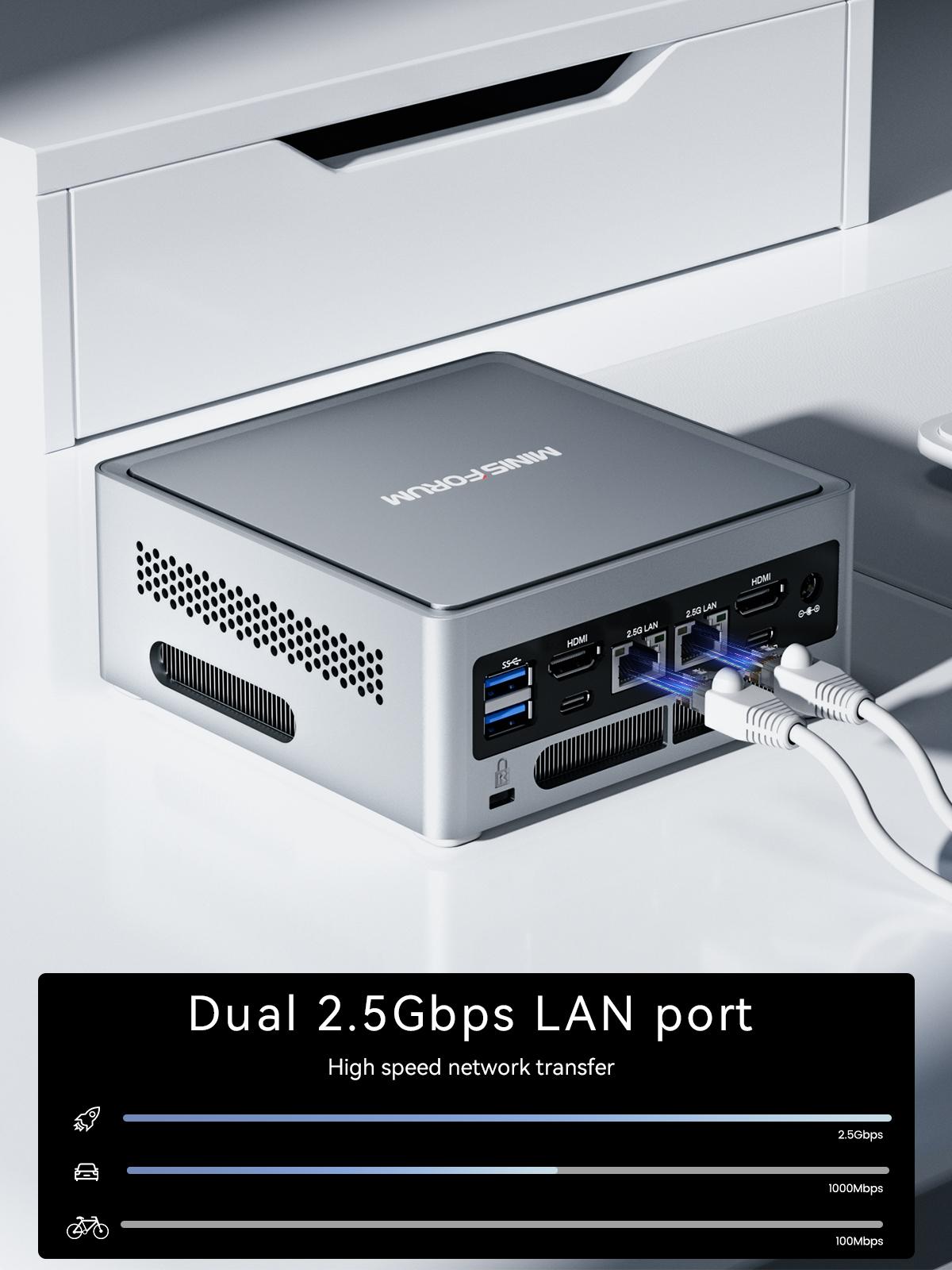 MINISFORUM NAB6 Lite Mini PC Core i5-12600H(12C/16T, up to 4.5 GHz) Mini Computer 16GB RAM + 500GB SSD, 2xHDMI + 2xUSB-C 4K@60Hz Outputs, 2x2.5G LAN, 4xUSB3.2, Intel Iris Xe Graphics Desktop Computer