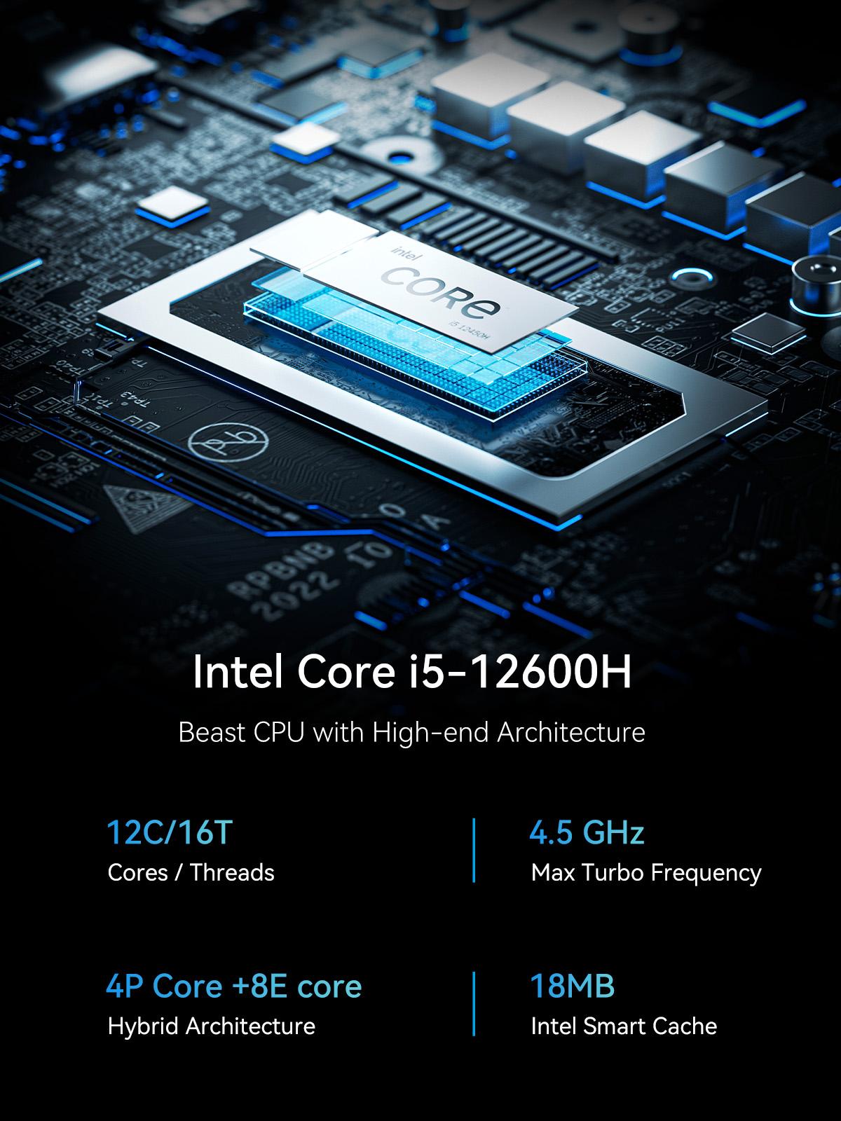 MINISFORUM NAB6 Lite Mini PC Core i5-12600H(12C/16T, up to 4.5 GHz) Mini Computer 32GB RAM + 500GB SSD, 2xHDMI + 2xUSB-C 4K@60Hz Outputs, 2x2.5G LAN, 4xUSB3.2, Intel Iris Xe Graphics Desktop Computer