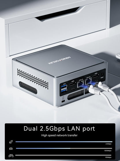 MINISFORUM NAB6 Lite Mini PC Core i5-12600H(12C/16T, up to 4.5 GHz) Mini Computer 32GB RAM + 500GB SSD, 2xHDMI + 2xUSB-C 4K@60Hz Outputs, 2x2.5G LAN, 4xUSB3.2, Intel Iris Xe Graphics Desktop Computer