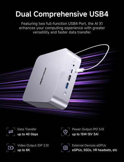 MINISFORUM X1-255 Mini PC AMD Ryzen 7 255(8C/16T) 32GB DDR5 1TB SSD Desktop Computer, HDMI2.1|DP2.0|2xUSB4 Video Output, 1x Oculink Port, 2.5G RJ45 Port/WiFi7/BT5.4, AMD Radeon Graphics Micro PC
