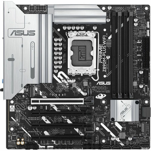 ASUS Prime Z890M-PLUS WiFi Z890 LGA 1851 mATX Motherboard, Intel® Core™ Ultra Series 2 Ready, Advanced AI PC-Ready, 10+1+2+1 80A Power Stages, DDR5, PCIe® 5.0, USB Type-C®, 3X M.2, Wi-Fi 7, 2.5Gb LAN