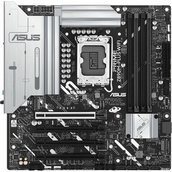 ASUS Prime Z890M-PLUS WiFi Z890 LGA 1851 mATX Motherboard, Intel® Core™ Ultra Series 2 Ready, Advanced AI PC-Ready, 10+1+2+1 80A Power Stages, DDR5, PCIe® 5.0, USB Type-C®, 3X M.2, Wi-Fi 7, 2.5Gb LAN