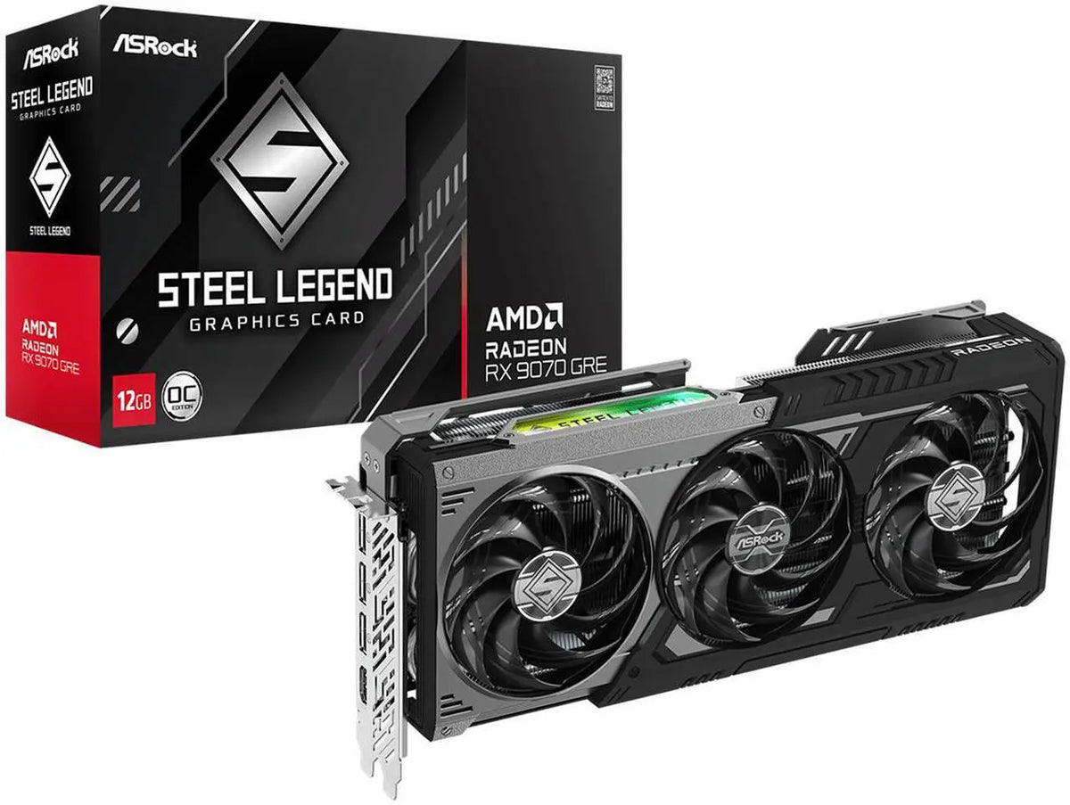 ASRock Steel Legend Radeon RX 9070 GRE 12GB GDDR6 PCI Express 5.0 x16 ATX Video Graphics Card