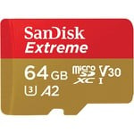 SanDisk Extreme microSDXC 64GB (A2, V30, U3) - SDSQXAH-064G-CN6MA