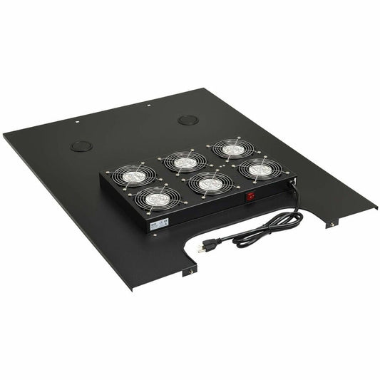 Eaton Tripp Lite Series SmartRack Roof-Mounted Fan Panel for Wide Rack Enclosure Cabinets - 6 120V Fans, 630 CFM, 5-15P Plug - 6 Fan - 120 V AC30" - 630 CFMRack Mount, Roof Mount - Black