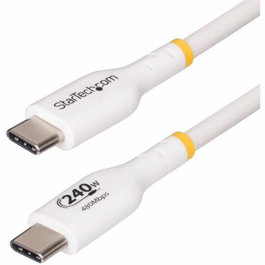 StarTech.com 6ft White USB-C Charging Cable, USB-IF Certified USB C Cable, 240W PD, USB 2.0 Type-C Laptop Charger Cord, M/M