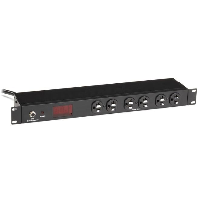 Black Box Metered Rackmount PDU with Front and Rear Outlets - NEMA 5-15P - 14 x NEMA 5-15R - 120 V AC - 6 ft Cord Length - 1U - Rack-mountable