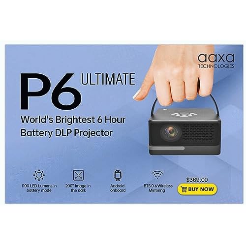 Aaxa Technologies HP - P6U - 01 P6 Ultimate Smart Dlp Mini Projproj 6hr Batt Bt5.0 Wifi Mirroring 1100l - Dealtargets.ca