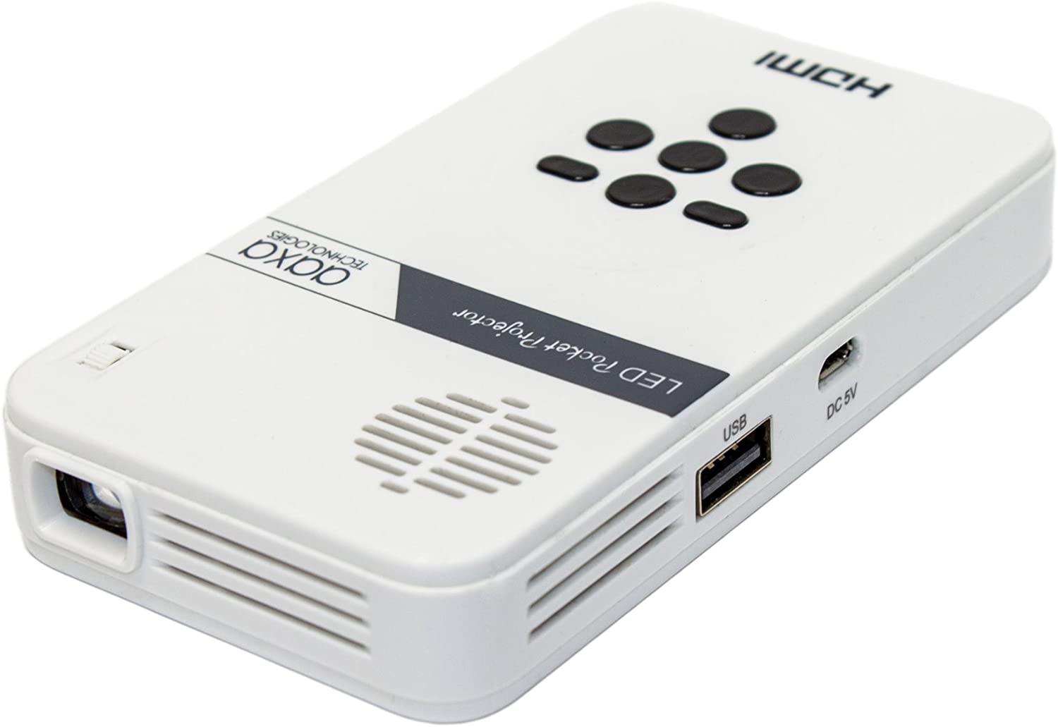 AAXA Technologies KP - 101 - 01 AAXA LED Pico Micro Video Projector - Pocket Size Portable Mobile Mini Projector with mini - HDMI, built - in Media Player &amp; Speakers, 3.5mm Aux Out, Micro SD/USB readers and 80 Min Lithium - Ion Battery - Dealtargets.ca