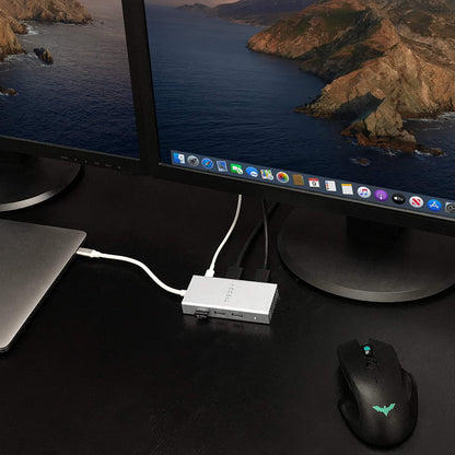 Accell Air USB C 4K InstantView Hub Dual Display HDMI - 3 x USB-A 3.1 (10Gbps), 2 x HDMI, 87W Power Delivery Type-C, Silver (U240B-002K) - Dealtargets.com