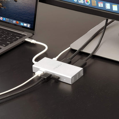 Accell Air USB C 4K InstantView Hub Dual Display HDMI - 3 x USB-A 3.1 (10Gbps), 2 x HDMI, 87W Power Delivery Type-C, Silver (U240B-002K) - Dealtargets.com