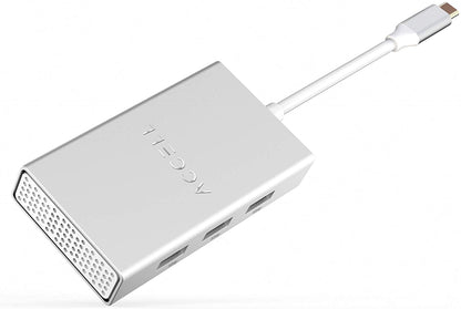 Accell Air USB C 4K InstantView Hub Dual Display HDMI - 3 x USB-A 3.1 (10Gbps), 2 x HDMI, 87W Power Delivery Type-C, Silver (U240B-002K) - Dealtargets.com