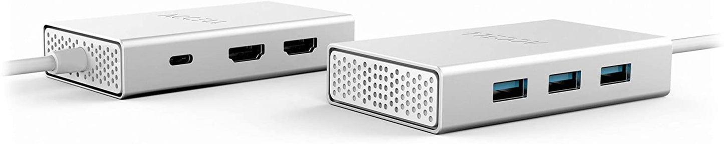 Accell Air USB C 4K InstantView Hub Dual Display HDMI - 3 x USB-A 3.1 (10Gbps), 2 x HDMI, 87W Power Delivery Type-C, Silver (U240B-002K) - Dealtargets.com