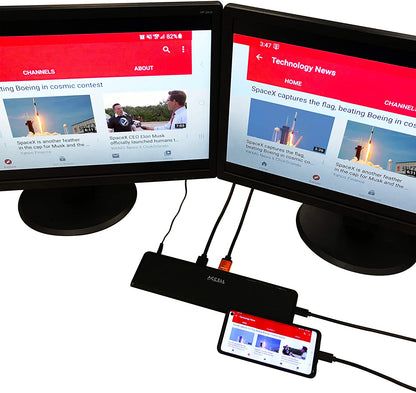 Accell InstantView USB-C 4K Docking Station - 2 HDMI, 3x USB-A 3.1, Ethernet, Audio Ports Compatible with PC, macOS, Android, Chromebook, (K31G2-001B) - Dealtargets.com