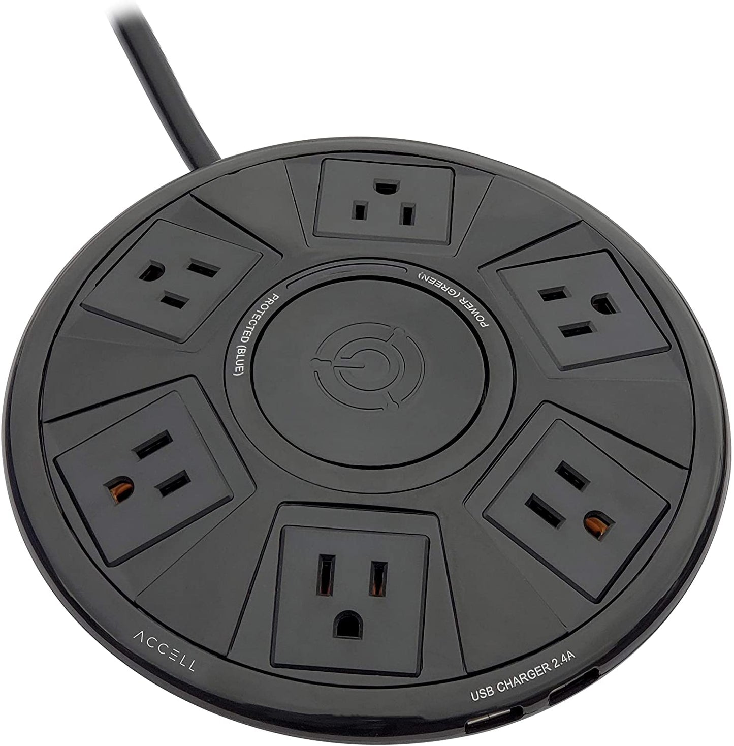 Accell Power Air - Surge Protector and USB Charging Station - Black, 6 ft (1.8 m) (D080B-048B) Black Power Air - Dealtargets.com